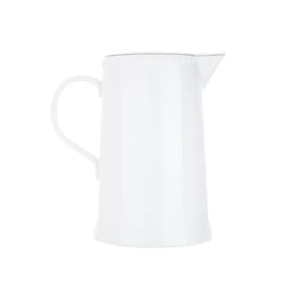 Large Jug with Beaded Border - White, Bone China