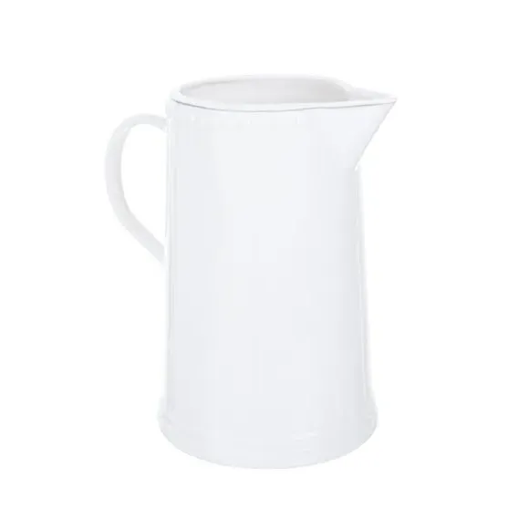Large Jug with Beaded Border - White, Bone China