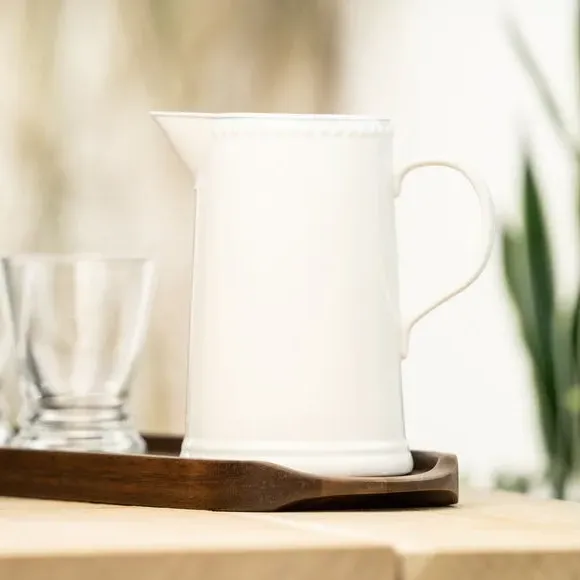 Large Jug with Beaded Border - White, Bone China image
