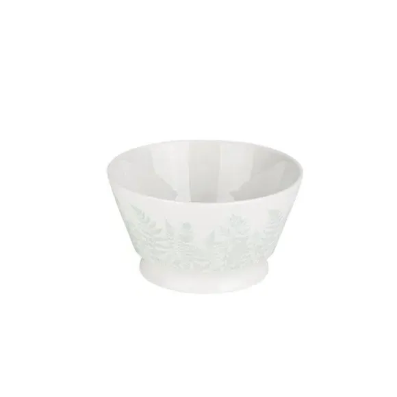 Medium Serving Bowl Botanical Design - White, China