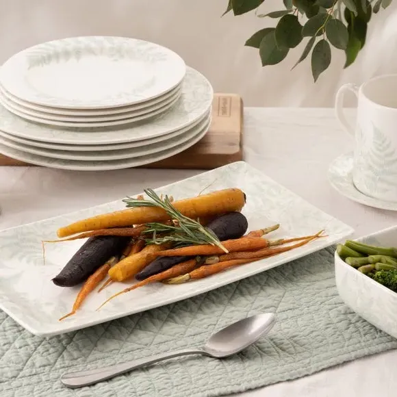 Rectangular Platter Botanical Print - White, China