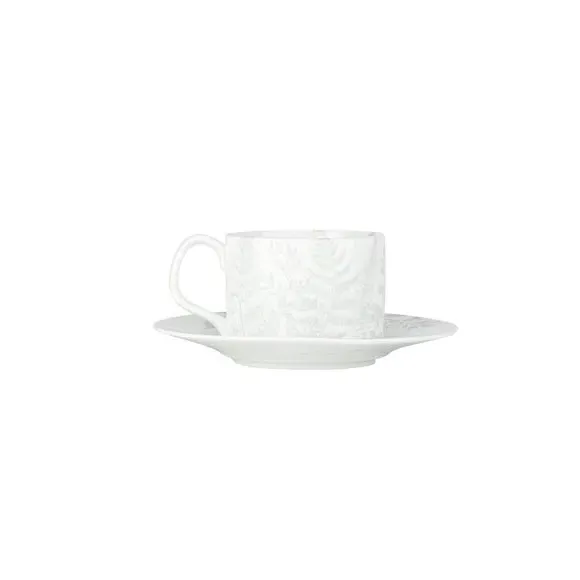 Set of 2 Cup and Saucers - White, Bone China