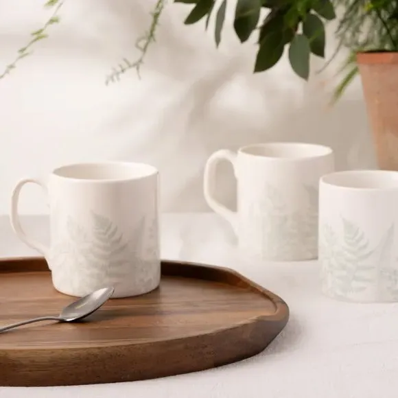 Set of 2 Mugs Botanical Design - White, China image