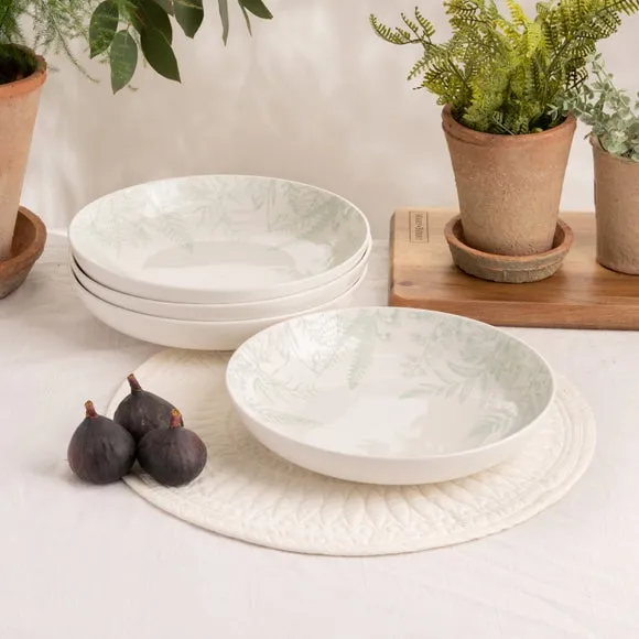 Set of 2 Pasta Bowls - White, Bone China