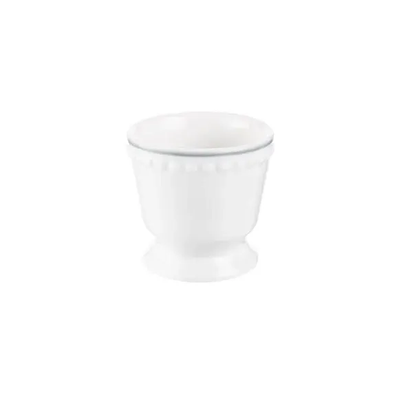 Set of 4 Egg Cups with Beaded Border - White