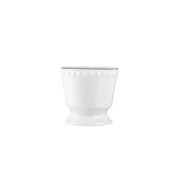 Set of 4 Egg Cups with Beaded Border - White
