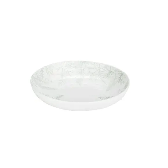 Set of 4 Pasta Bowls Botanical - White, China