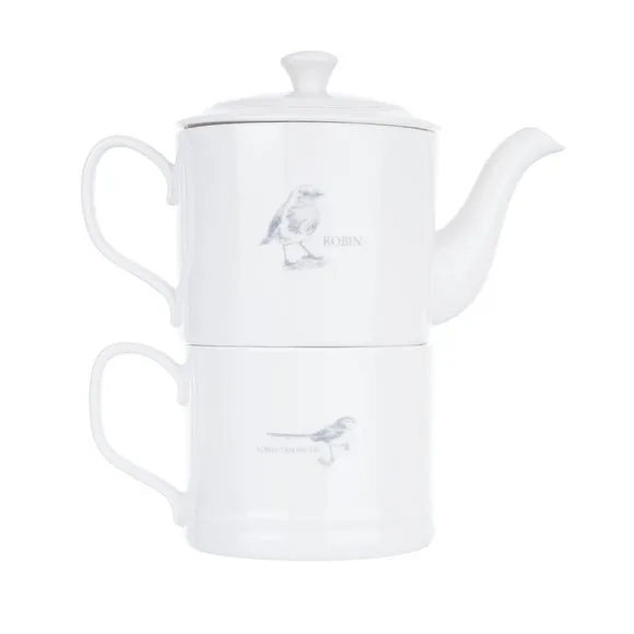 Tea for One Set with Stacking Teapot - Grey