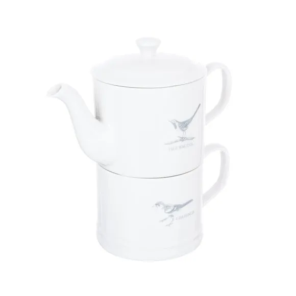 Tea for One Set with Stacking Teapot - Grey