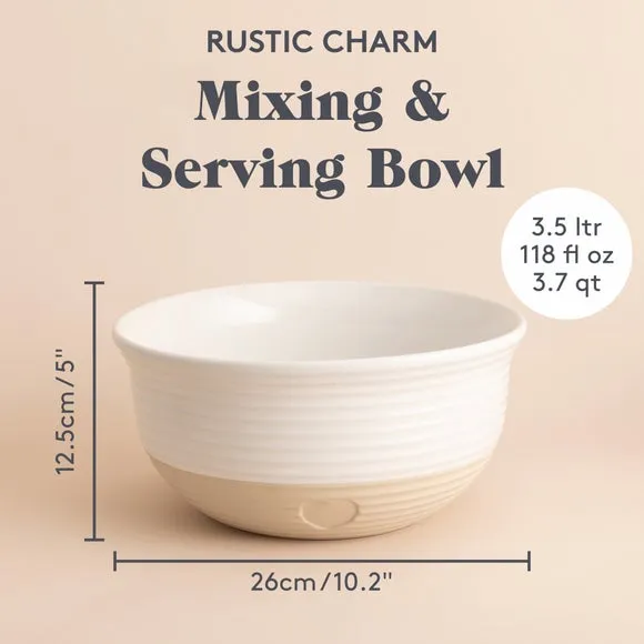 3.5L Mixing Bowl with Heart Motif - Stoneware