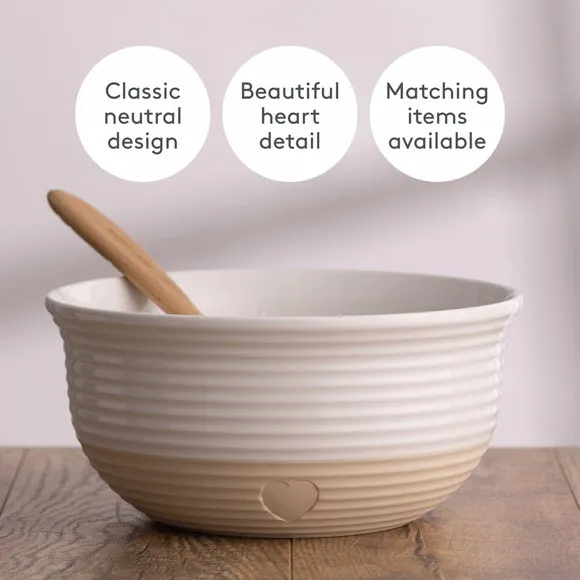 3.5L Mixing Bowl with Heart Motif - Stoneware