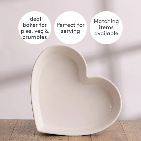 Heart Baker Dish - Cream, Stoneware