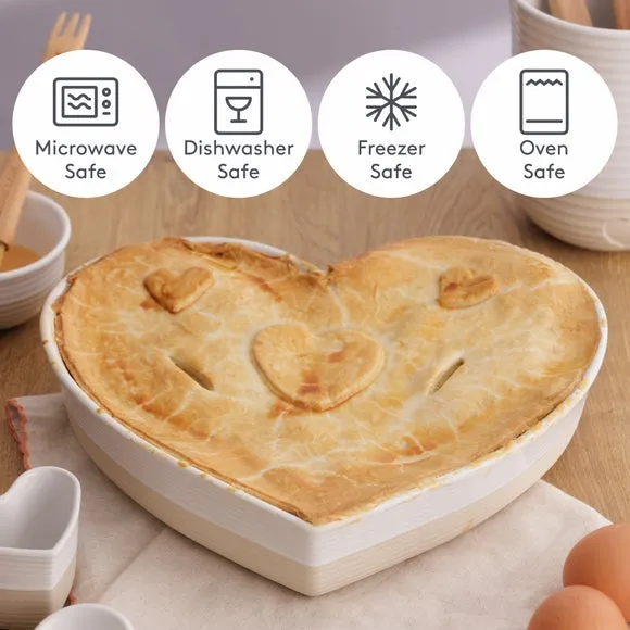 Heart Baker Dish - Cream, Stoneware
