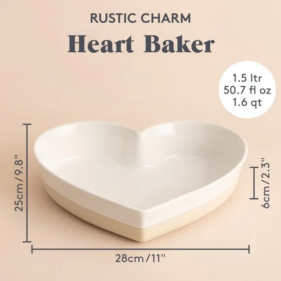 Heart Baker Dish - Cream, Stoneware