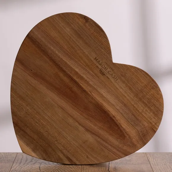 Heart Chopping Board - Cream, Acacia Wood