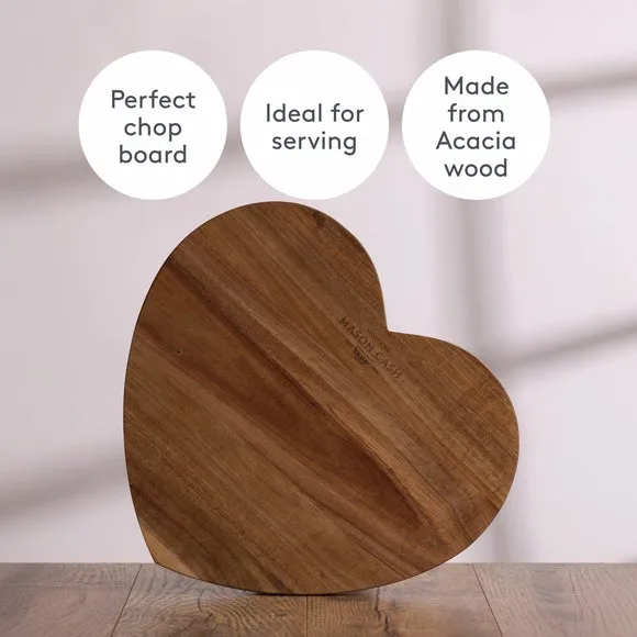 Heart Chopping Board - Cream, Acacia Wood