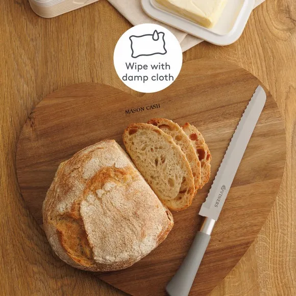 Heart Chopping Board - Cream, Acacia Wood