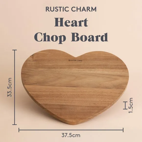 Heart Chopping Board - Cream, Acacia Wood