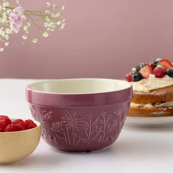 Pudding Basin with Embossed Design - Purple
