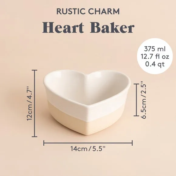 Set of 2 Heart Bakers - Neutral, Stoneware