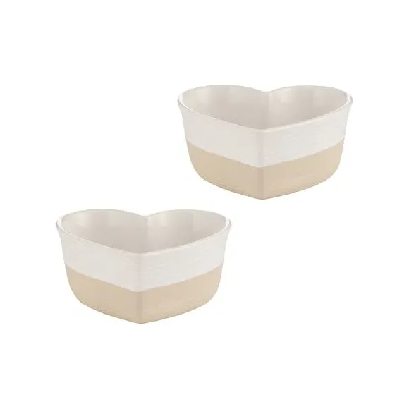 Set of 2 Heart Bakers - Neutral, Stoneware image