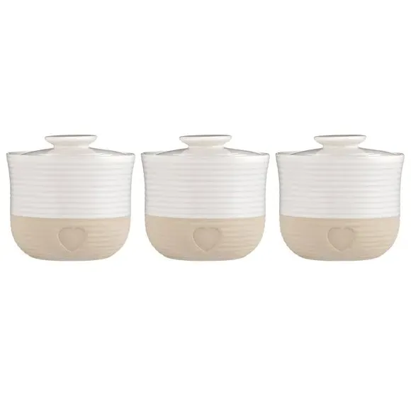 Set of 3 Storage Jars with Airtight Lids - Brown