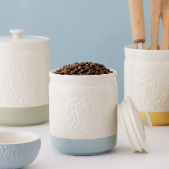 Set of 3 Storage Jars with Airtight Lids - Cream
