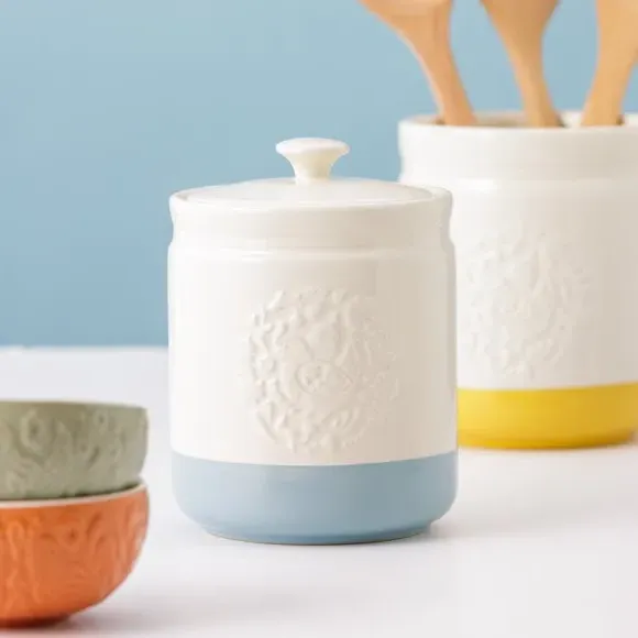 Set of 3 Storage Jars with Airtight Lids - Cream