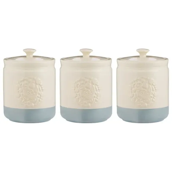 Set of 3 Storage Jars with Airtight Lids - Cream