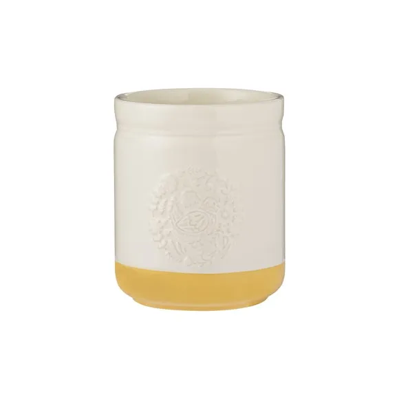 Utensil Pot with Embossed Design - Yellow