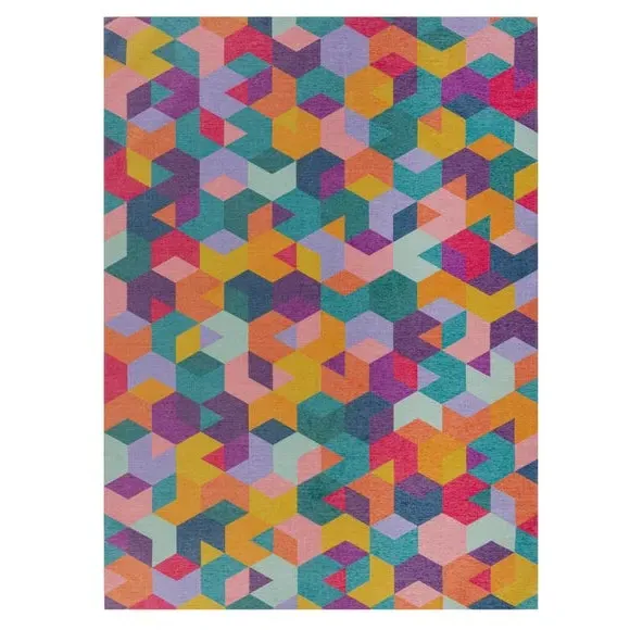 Geometric Washable Rug - Multicoloured