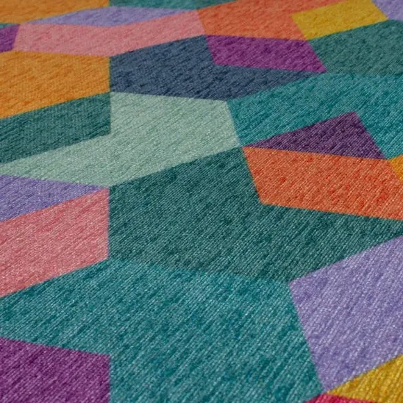 Geometric Washable Rug - Multicoloured