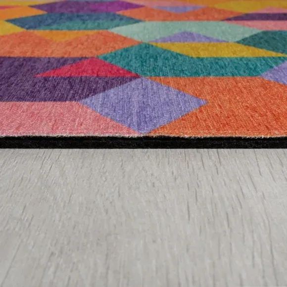 Geometric Washable Rug - Multicoloured
