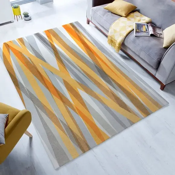 Striped Washable Rug - Ochre