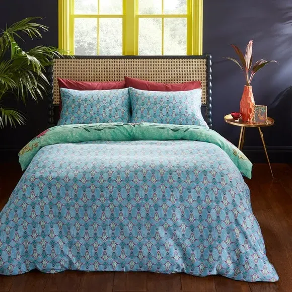 Paradise Parrot Duvet Cover Set - Green, Cotton
