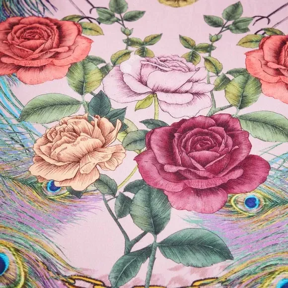 Peacock Duvet Cover Set - Pink, Cotton