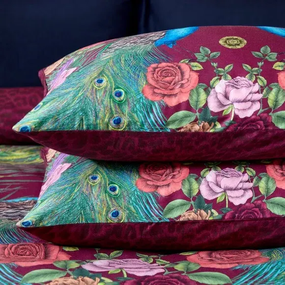 Peacock Duvet Cover Set - Plum Purple, Cotton