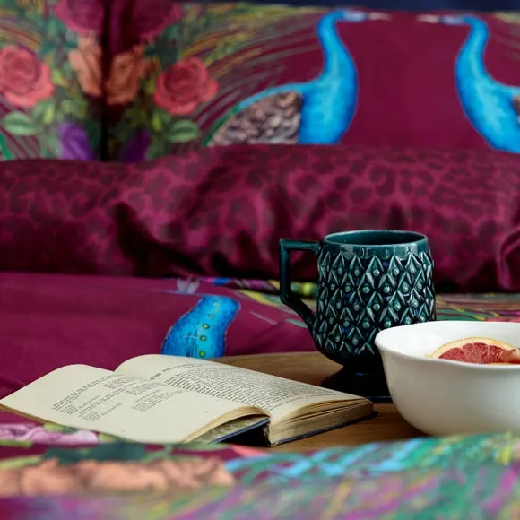 Peacock Duvet Cover Set - Plum Purple, Cotton