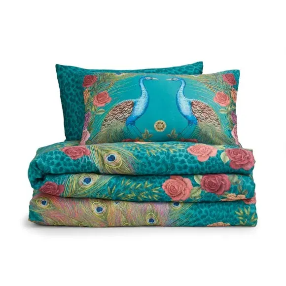 Peacock Duvet Cover Set - Teal, Cotton