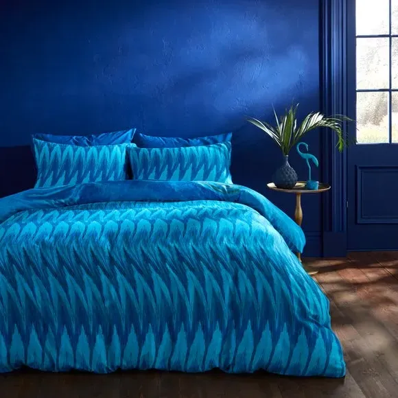 Reversible Duvet Cover Set - Blue, Cotton Sateen