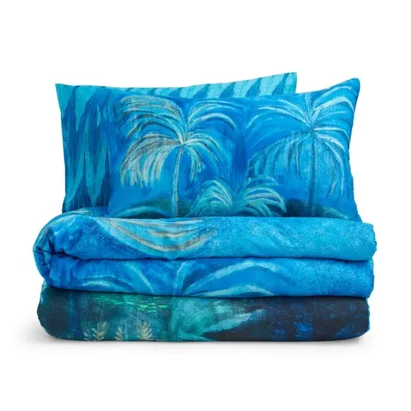 Reversible Duvet Cover Set - Blue, Cotton Sateen