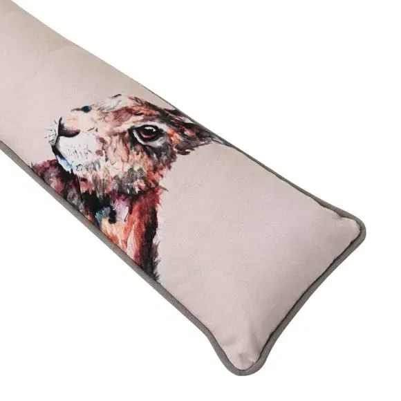 110cm Draught Excluder Hare Print - Cream, Cotton