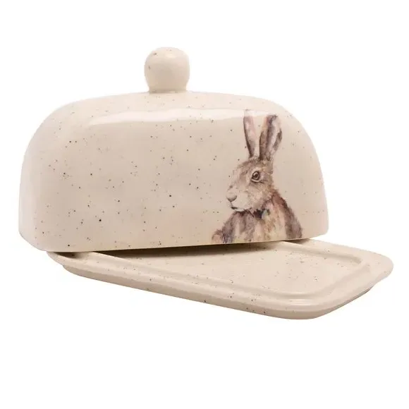 Butter Dish with Lid - Off-White, Ceramic