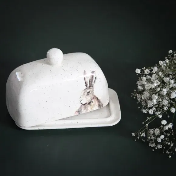 Butter Dish with Lid - Off-White, Ceramic image