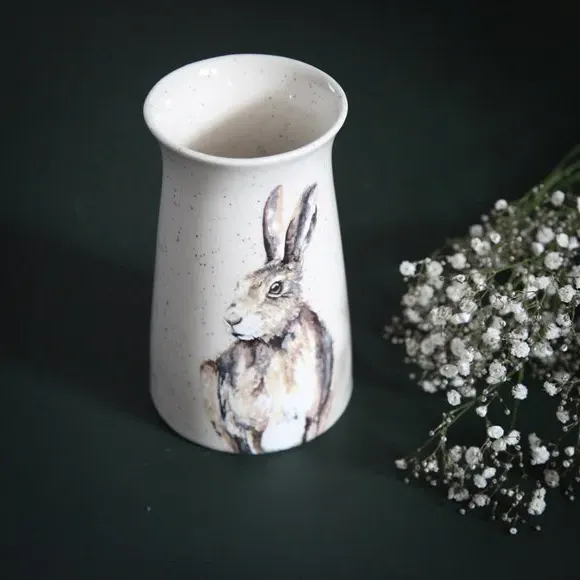 Ceramic Hare Vase with Wide Opening - White image