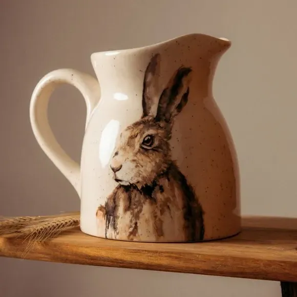 Hare Design Jug - Off-White, Speckled Ceramic