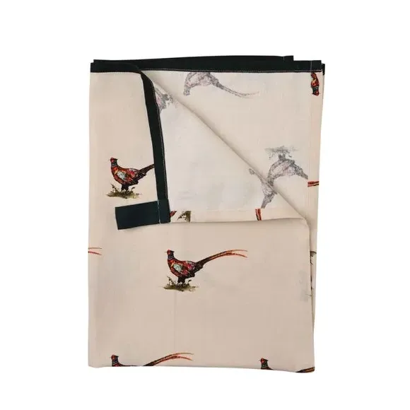 Pheasant Tea Towel - White, Cotton