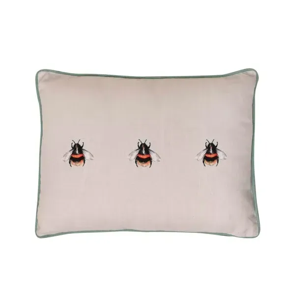 Rectangular Cushion with Wooden Buttons - Cream image