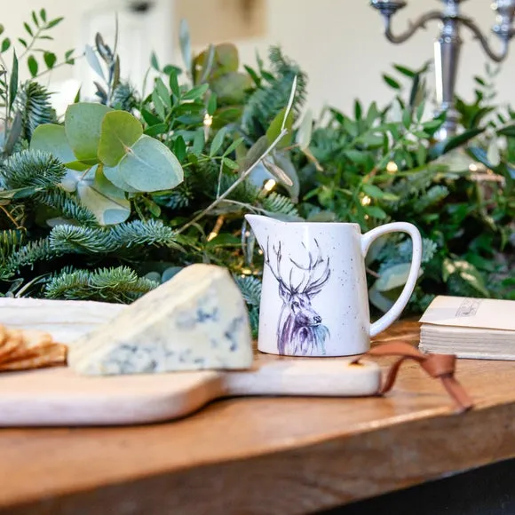 Small Ceramic Jug with Stag Design - Off-White