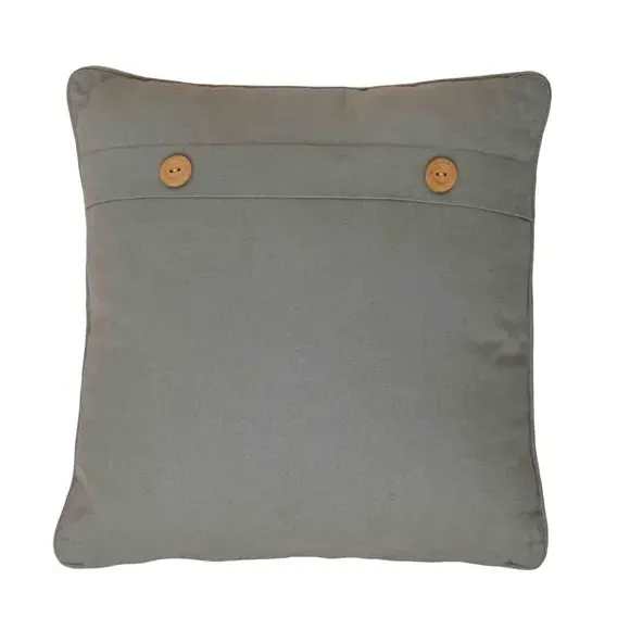 Square Cushion with Button Closure - Cream